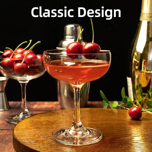 YANGNAY Coupe Champagne Glasses Set of 6 Crystal Cocktail Glasses with Short Stem, Martini Glasses - 7 oz