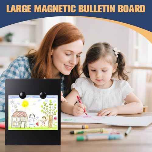 2 Pcs Large Magnetic Bulletin Board with Stand, 12x10inch Metal Magnet Display Board, Tabletop Memo Board, Memo Display Ea...