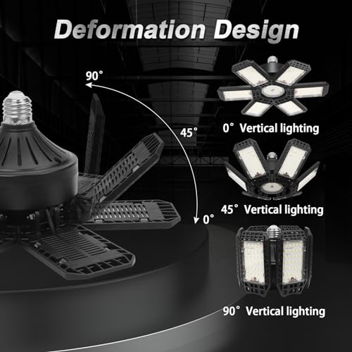 AUDLES 2 Pack Garage Light, 200W 20000LM 6500K LED Shop Lights, Garage Lights Ceiling Led with 6+1 Deformable Panels, Scre...