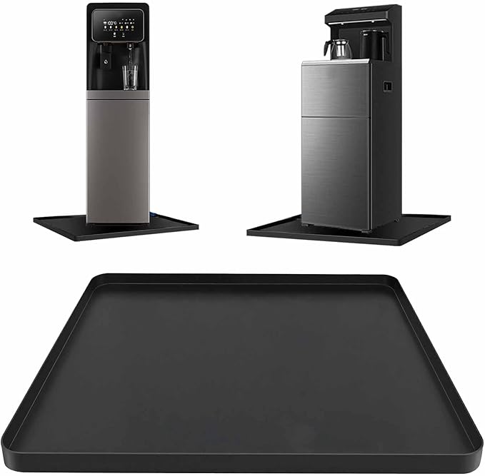 Water Cooler Mat, 24x16x0.8 Inch Non-Slip Thick Under Water Dispenser Silicone Mat With Raised Edges, Leak-Proof Air Condi...