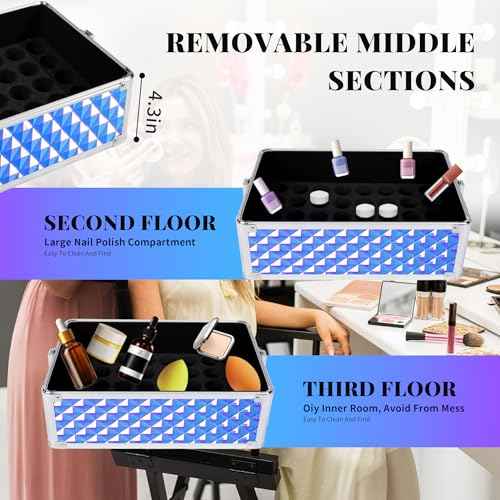AROUS Rolling Makeup Train Case 4 in 1 Cosmetology Case on Wheels Large Storage Cosmetic Trolley with Key Salon Barber Case Traveling Cart Trunk, Colorful