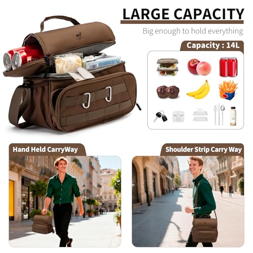 NOL Natural Organic Lifestyle Two Compartment Lunch Cooler Bag for Men, Men's Insulated Lunch Bag, Leakproof Double Decker...