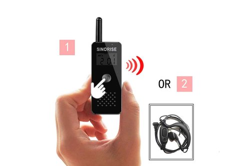 SINORISE Small Walkie Talkies, Two Way Radio with Earpiece & Mic Set Headsets for Restaurants, Sports & Outdoor Activities, Wearable for Hospitals & Tourism,3 Pack