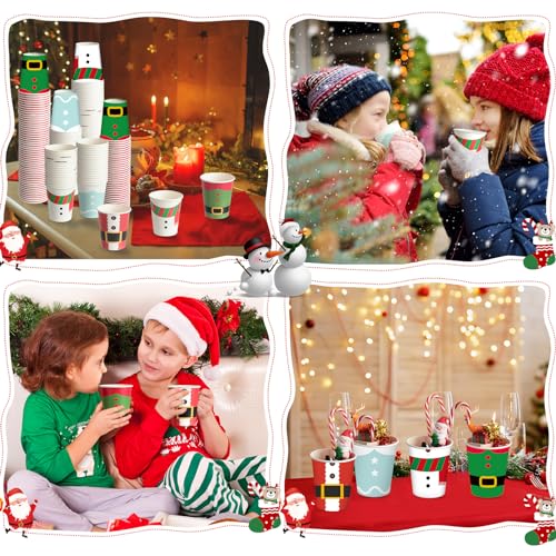 Fulmoon 200 Pcs Christmas Disposable Cups 12 oz Christmas Paper Cups Coffee Chocolate Wine Drinking Tea Drinkware Xmas Hol...