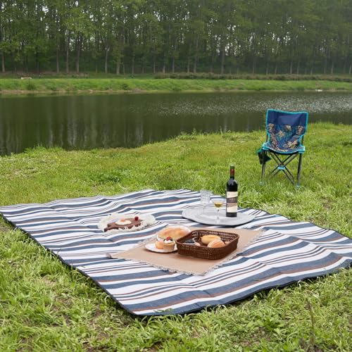NKTDWO Outdoor Picnic Blanket with Bag, 60'' x 80'' Comfortable Picnic Mat for Should Strap, Foldable Blanket for Park Bea...