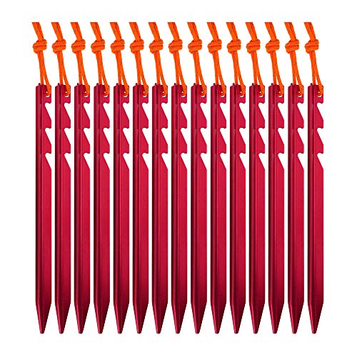 AnyGear 7075 Aluminum Tent Stakes 15 Pack - Ultralight Tri-Beam Tent Pegs with Reflective Rope - Essential Tent Accessorie...