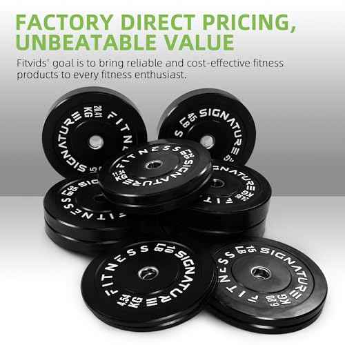 Fitvids Olympic Barbell 2-Inch Rubber Bumper Plate Weight Set for Strength Training, Multiple Options