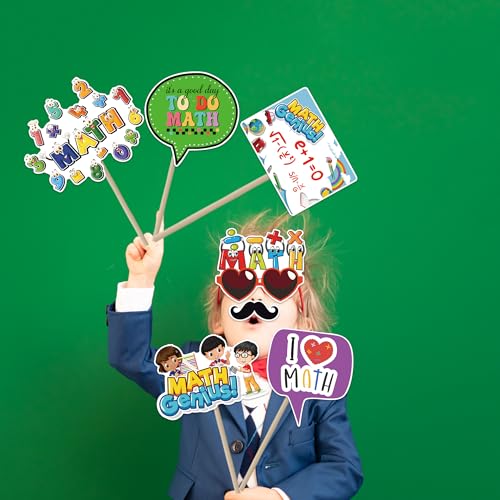 Yunahoo Math Photo Booth Props for I Love Math Party Decoration Teenagers Personalized Students Party Favors Supplies（25PCS）