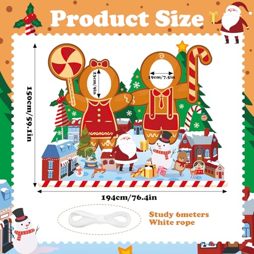 Christmas Gingerbread Man Photo Prop Background Banner Christmas Photo Door Banner Decorations Gingerbread Booth Prop Part...