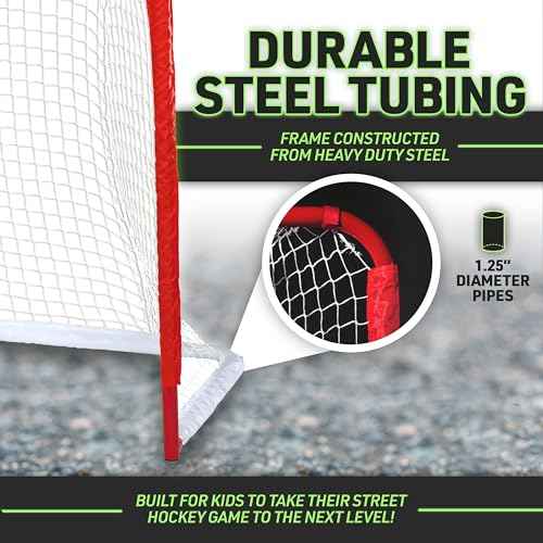 Franklin Sports NHL Youth Street Hockey Goal - Kids Mini Steel Street + Roller Hockey Net - Small Goal for Kids + Beginners - 50" x 42" - Tournament