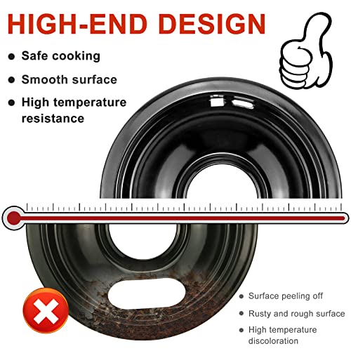 W10290350 W10290353 Black Porcelain Burner Drip Pans By AMI PARTS - Replacement for Whirl-pool Electric Range Cooktop - In...