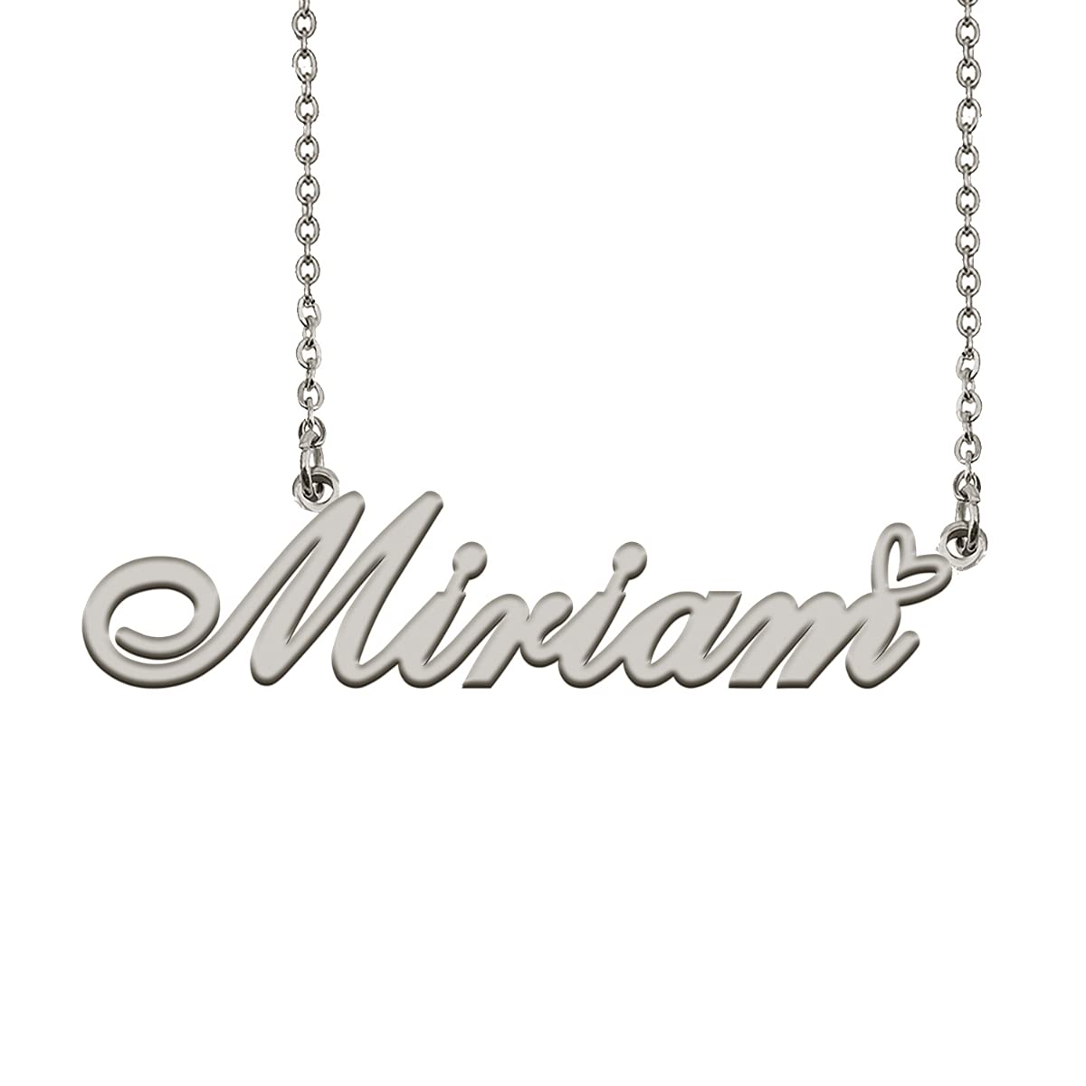 HUAN XUN Initial Name Necklaces Silver for Women Miriam Necklace Heart Pendant Jewelry for Christmas