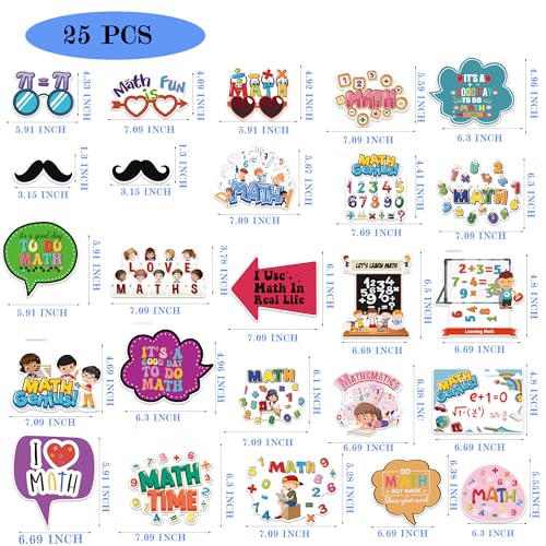Yunahoo Math Photo Booth Props for I Love Math Party Decoration Teenagers Personalized Students Party Favors Supplies（25PCS）