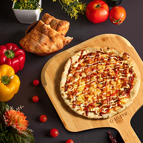 JIAFUEO Pizza Peel 12 inch, Bamboo Pizza Paddle Spatula - Wooden Serving Board, Oven Accessory for Baking Homemade, Wood C...