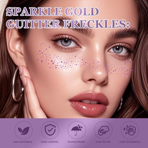 Wendy 10PCS Glitter Freckles Face Tattoo, Makeup Patches - Face Glitter Makeup Speckles, Waterproof Face Glitter Speckles ...