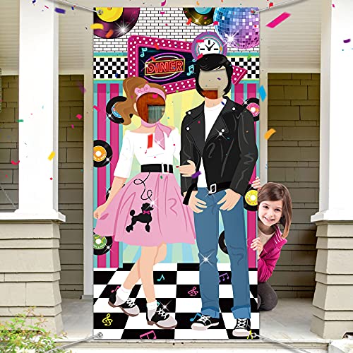 Irenare 50s Party Decorations for Parties, Large 50's Photo Diner Backdrop, Back to 50's Rock and Roll Banner Backdrop, 19...