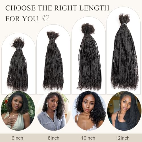 DAIXI Handmade Interlocking Sisterlocks Curly Tips 100% Real Human Hair Permanent Micro Locs Extensions Natural Looking Soft Dreadlocks Can Be Bleached and Dyed.(1B - 0.2cm, 8 Inch 60 Strands)