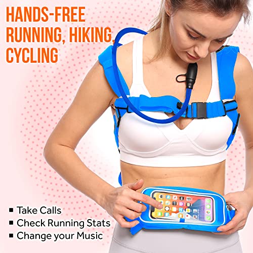 New Running Hydration Backpack Vest - w/50 oz Water Bladder Reservoir & Touchscreen Ready Phone Pocket - 360° Reflective &...