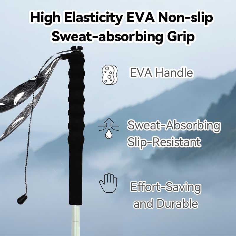 Kealing Carbon Fiber Trekking Poles, Set of 2 Folding Poles, 5 Sections, Ultralight, Trekking and Mountaineering, with Erg...