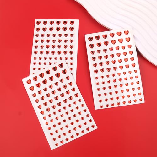 264Pcs Heart Face Gems Love Gems, Self-Adhesive Face Jewels Rhinestones 5/7/10 mm DIY Face Gems Stick on, Valentine Makeup...