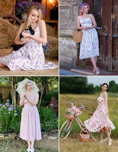 SCARLET DARKNESS Women's Floral Midi Dress Corset Sundresses 2026 Summer Spring Vacation Milkmaid Dresses