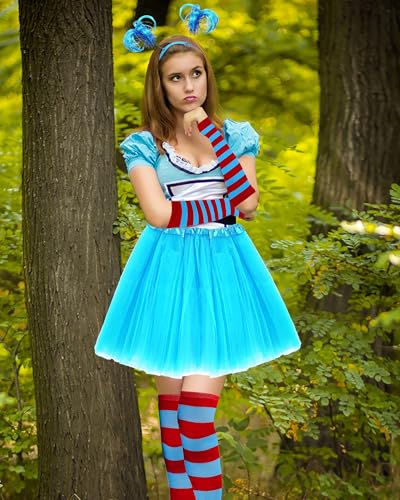 Women Tutu Costume Accessories Set with Headband Sunglasses Halloween 80s Cosplay Birthday Party Girls