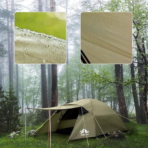 Night Cat Camping Tent 2 3 Persons with Porch Family Backpacking Tent Double Layers Waterproof Easy Clip Setup 7x6x4.3ft P...