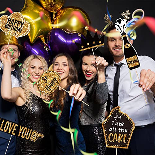 Outus 36 Pcs Birthday Photo Booth Props Kit Happy Birthday Graduation Wedding Party Favors Supplies Bday Party Decor 40th-...