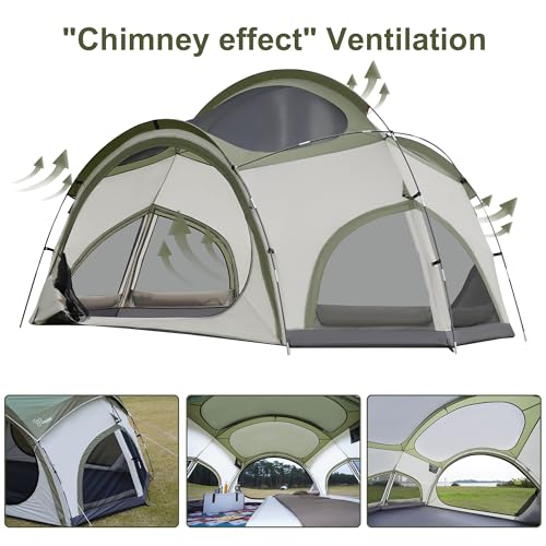 Vidalido 3-4 Person Camping Tent with 2 Large Mesh Door 4 Mesh Window Family Tents, Double Layer Waterproof Portable Easy ...