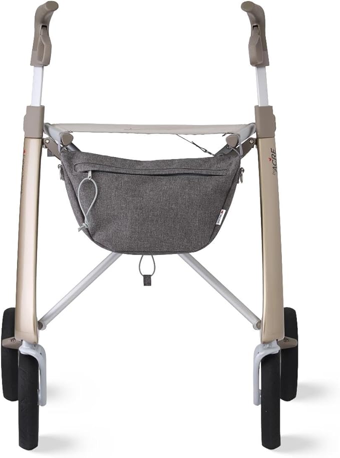 byACRE Ultralight Rollator Walker with Seat, Lightweight Folding Mobility Aid for Seniors, Compact Upright Walking Support,16.5" x 24" Seat (W x H), Comfort Handles and Storage, Gold