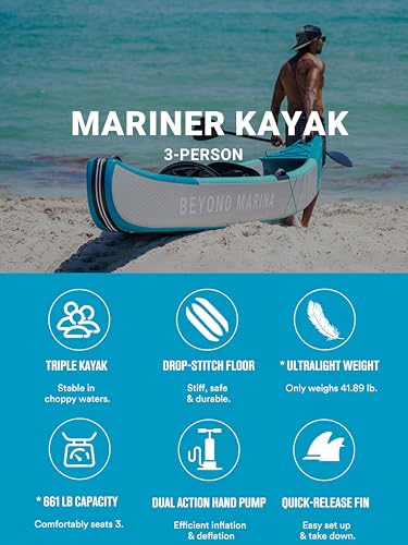 BEYOND MARINA Inflatable Kayak 1 & 2 & 3 Person Adult- Full Drop Stitch Kayak with Aluminum Paddles, Seats, Footrests, Pum...