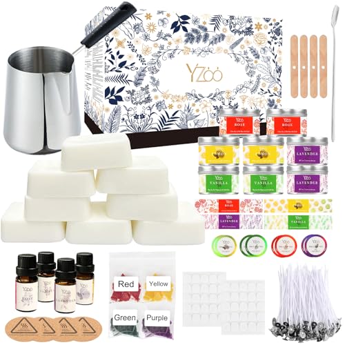 Complete Candle Making Kits for Adults Beginners, DIY Candle Making Supplies Include Soy Wax,Wax Melter,Scents,Dyes,Wicks,...