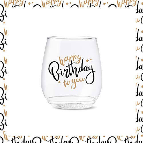TOSSWARE POP 14oz Vino Golden Birthday Series, SET OF 6, Premium Quality, Recyclable, Unbreakable & Crystal Clear Plastic ...
