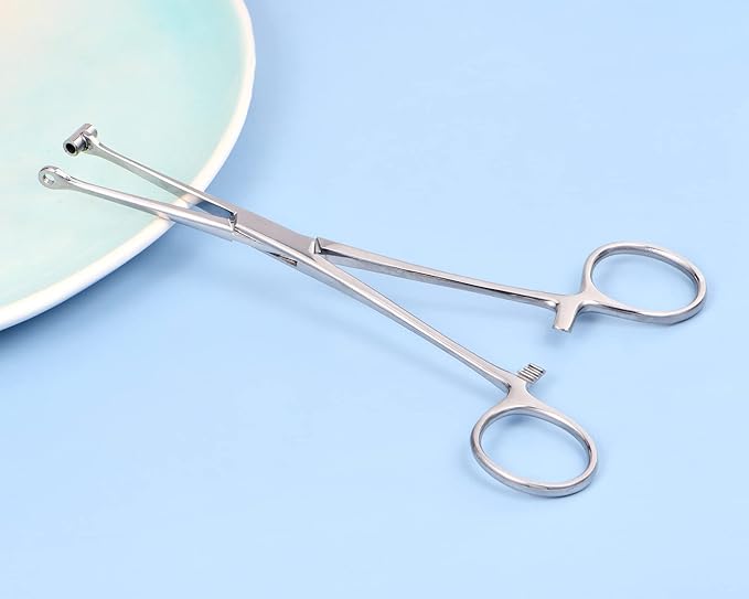DJCIW 6" Tragus Septum Forceps, Bucket End Tragus Septum Clamp Pliers，316L Stainless Steel Tragus Ear Piercing Forceps Piercing Clamps Body Piercing Tools