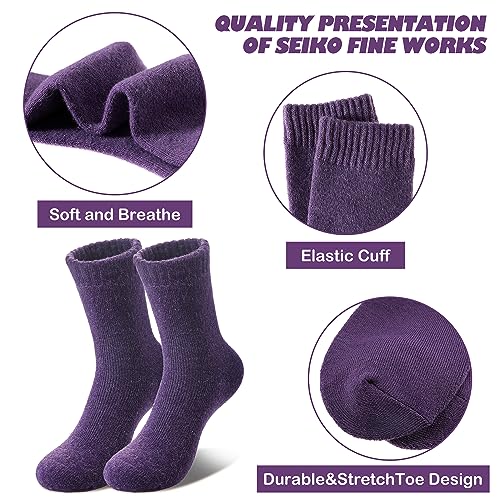 LINEMIN Wool Socks for Women Winter Warm Hiking Thick Warm Cozy Boot Crew Gift Socks 5 Pairs