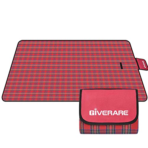 GIVERARE Picnic Beach Blanket, XL Sandfree Waterproof Outdoor Camping Blankets, Quick Drying Family Mat, Portable Extra La...