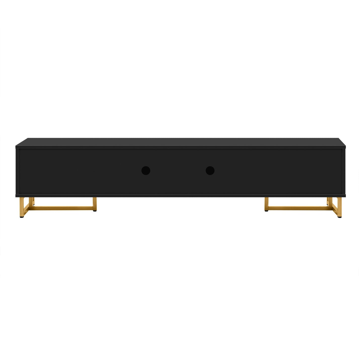 Amposei Modern TV Stand with Drawers for TVs up to 75'', Media Console Storage Cabinet Entertainment Center Furniture for Living Room Bedroom, Gold Metal Legs, 70.9-Inch, Black