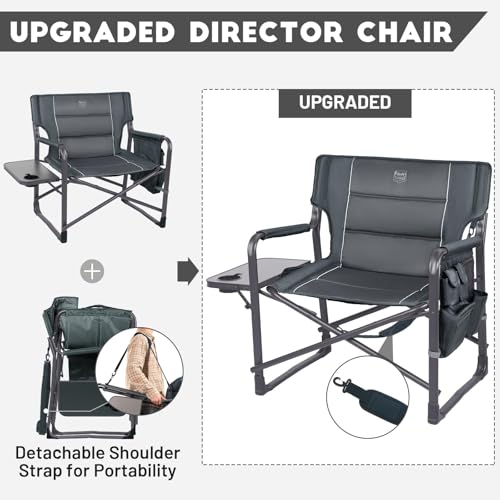 Timber Ridge XXL Directors Chair, 600lbs Capacity Heavy Duty Folding Camping Chair with Side Table & Insulated Pocket, Ove...