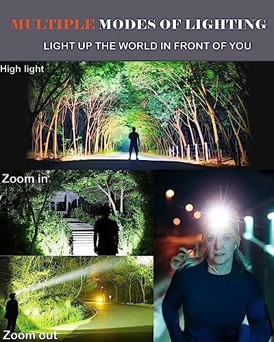 Anylight Rechargeable LED Headlamp with Stepless Dimming and Motion Sensor, IP65 Waterproof Headlight for Repairing, Runni...