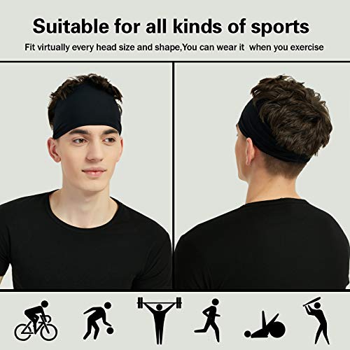 Pilamor Sports Headbands for Men (5 Pack),Moisture Wicking Workout Headband, Sweatband Headbands for Running,Cycling,Footb...