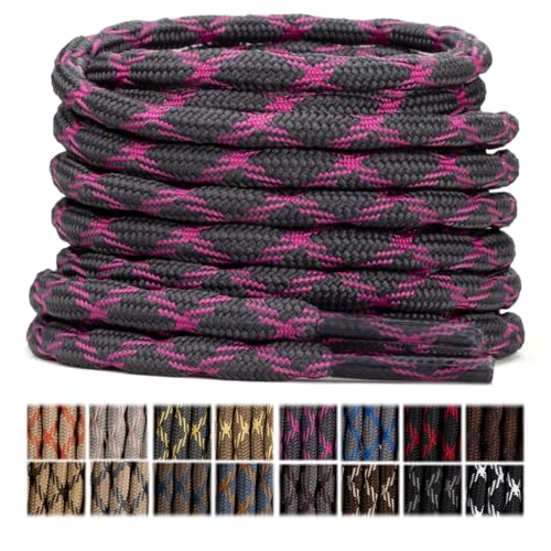 Stepace Wave Round Boot Laces [2 Pairs] Heavy Duty Shoelaces,Work Boots & Hiking Shoes