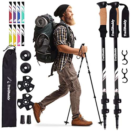 TrailBuddy Trekking Poles – Lightweight 7075 Aluminum Hiking Poles for Women, Men & Seniors – Collapsible Walking Sticks f...