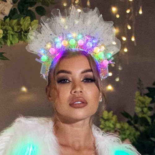 DRESBE Light Up Birthday Headband Happy Birthday Crown Headbands for Women