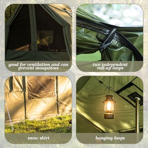 Soulchen Large Hammock Hot Tents with Stove Jack, Portable Winter Wall Tent for Camping, Waterproof & Windproof 4 Season C...