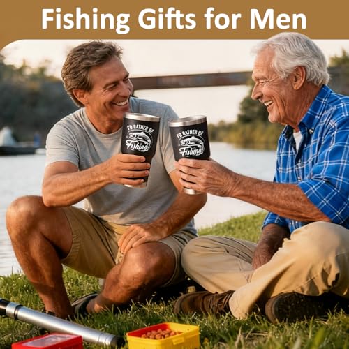 Lifecapido Fishing Gifts for Men, Gifts for Fisherman, I'd Rather Be Fishing 30oz Stainless Steel Insulated Tumbler, Birth...