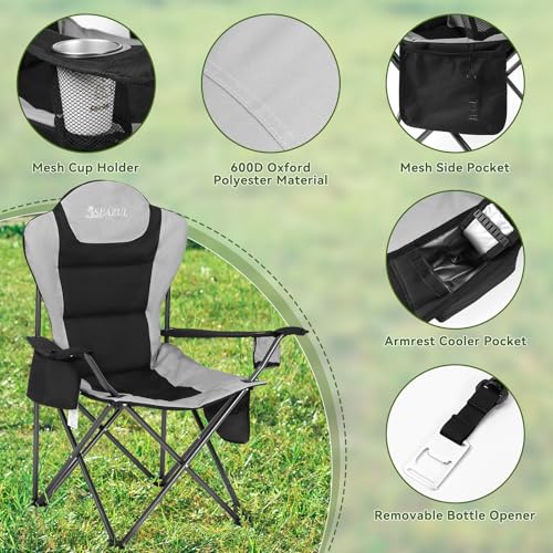 Camping Chairs for Adults, Heavy Duty Camping Chairs 2 Pack, Folding Chairs for Outside, Support 380 LBS, Portable Travel ...