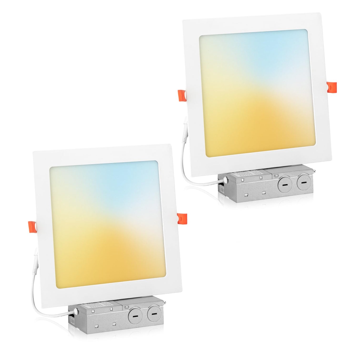 Vtuik 2 Pack 8 Inch Square LED Recessed Ceiling Light 5CCT Selectable for Kitchen Retrofit, Slim Canless Wafer Downlight IC Rated for Bathroom, 18W Dimmable 1440LM for Porch ETL FCC