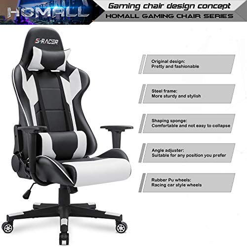 Homall Gaming Chair, Office Chair High Back Computer Chair Leather Desk Chair Racing Executive Ergonomic Adjustable Swivel...