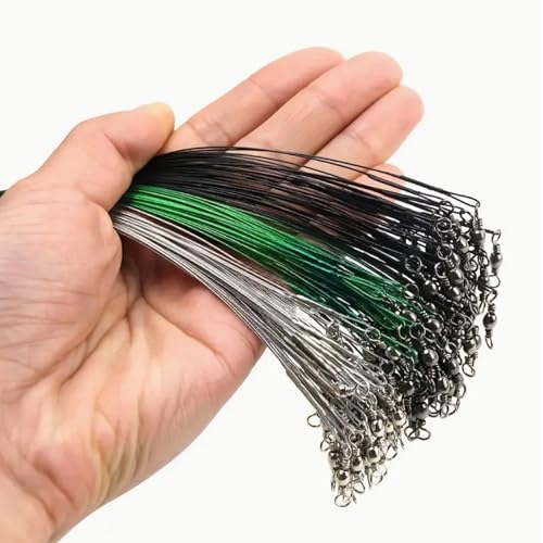 Steel Fishing Leader Wire with Swivel, Bite-Resistant Anti-Bite Trace for Freshwater and Saltwater, Heavy-Duty Fishing Tac...