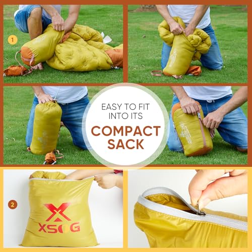 Xsog Ultralight Down Sleeping Bag for Adults, 1.92lbs 32-55F 650 Fill Down, Lightweight Compact Mummy Backpacking Sleeping...